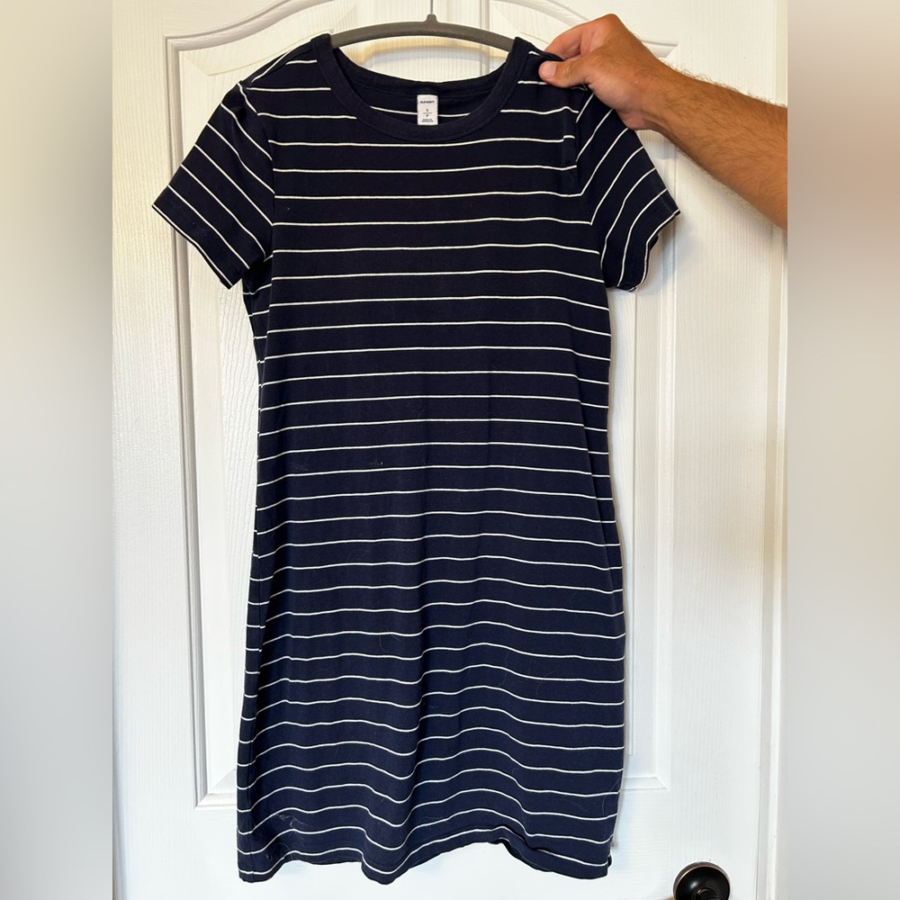 Old Navy Navy and White Striped Mini Dress